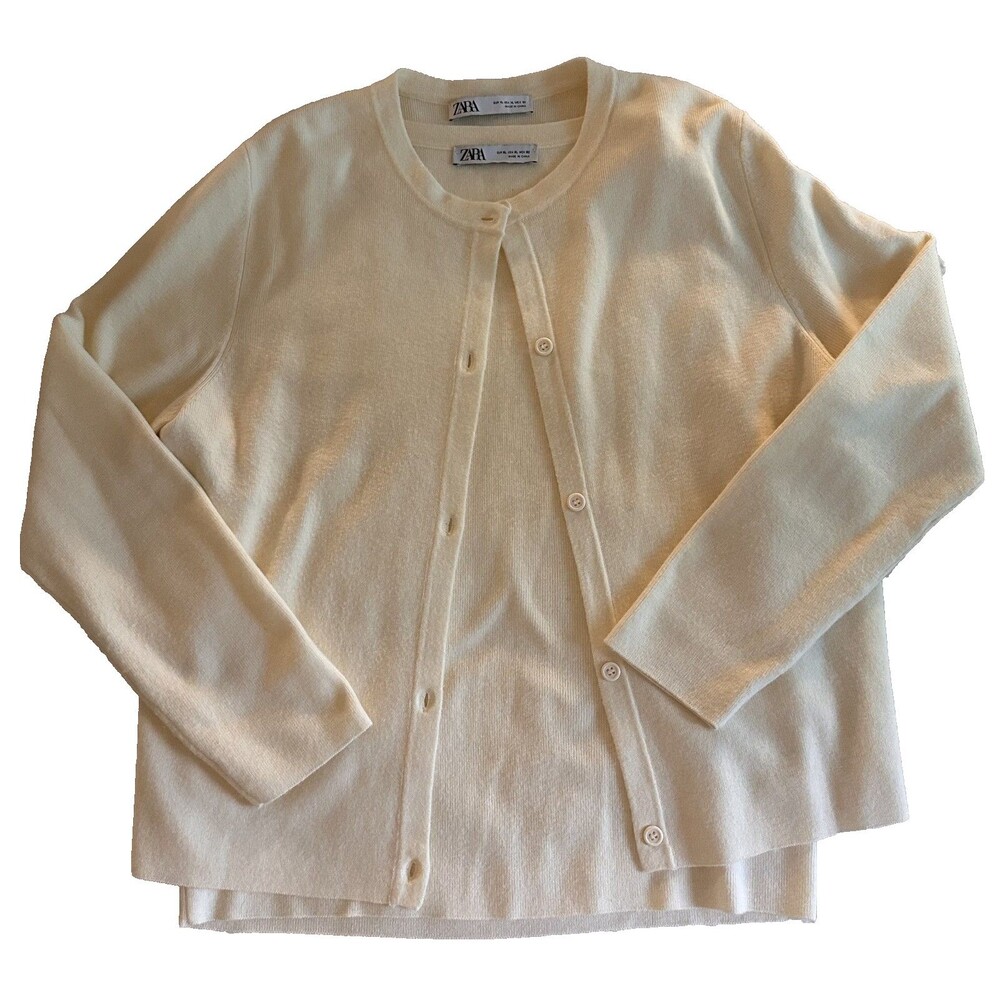 ZARA Ivory Knit Cardigan + Tank Set